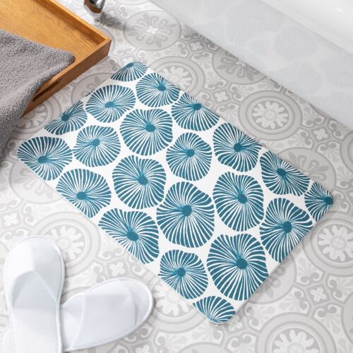 Blue Swirl White Stone Non Slip Bath Mat