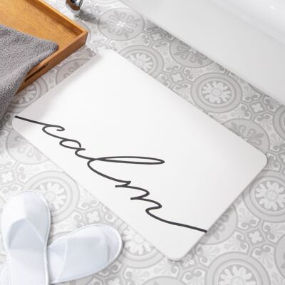 Calm White Stone Non Slip Bath Mat