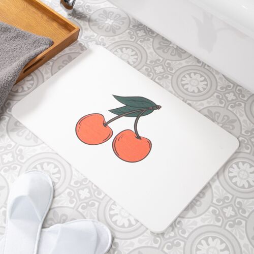 Cherry White Stone Non Slip Bath Mat