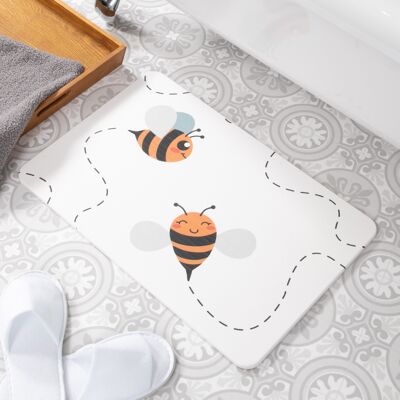 Simpatico tappetino da bagno antiscivolo in pietra bianca ape
