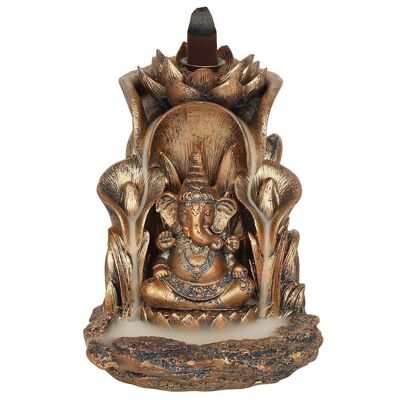 Bruciatore di incenso a riflusso Ganesh in bronzo