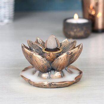 Brûleur d'encens à refoulement de lotus en bronze 4