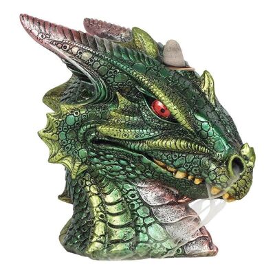 Quemador de incienso de reflujo de cabeza de dragón verde grande