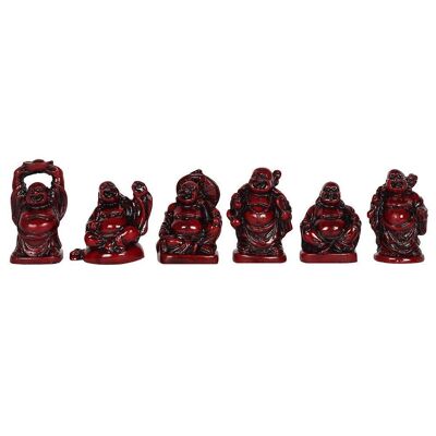 Set di 6 Buddha in resina rossa
