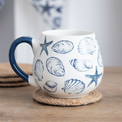 Coastal Charm Ceramic Seashell Mug