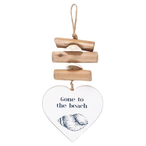 Gone To The Beach Driftwood Heart Sign