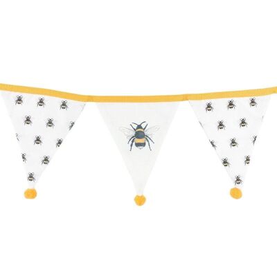 Banderines de tela con estampado de abejas alternas blancas