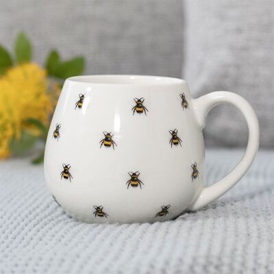 Taza redonda con estampado de abejas