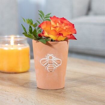 Petit pot de fleurs en terre cuite à motif d'abeille unique 3