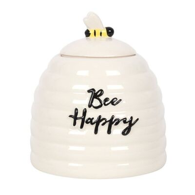 Tarro de almacenamiento de cerámica Bee Happy