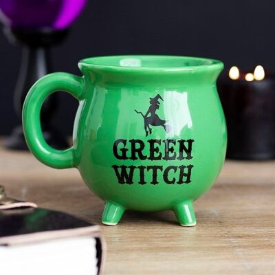 Tasse de chaudron de sorcière verte