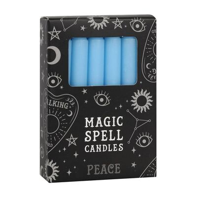 Set di 12 candele magiche "Pace" azzurre