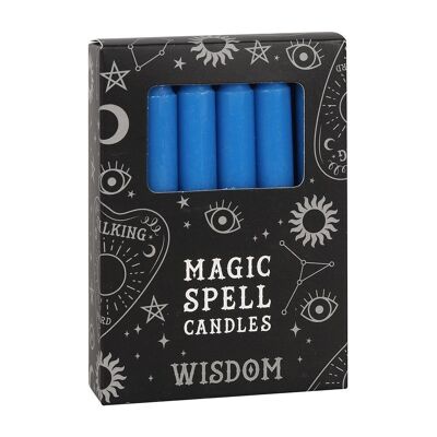Set mit 12 blauen 'Weisheit'-Zauberkerzen