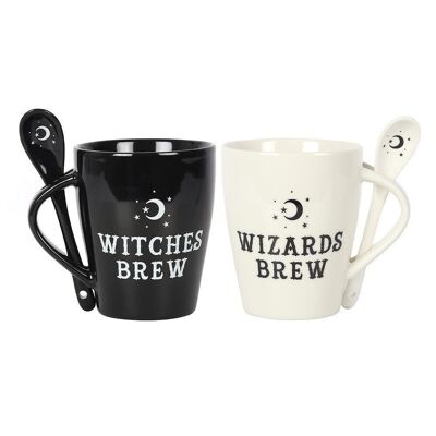 Juego de taza y cuchara para parejas de brujas y magos