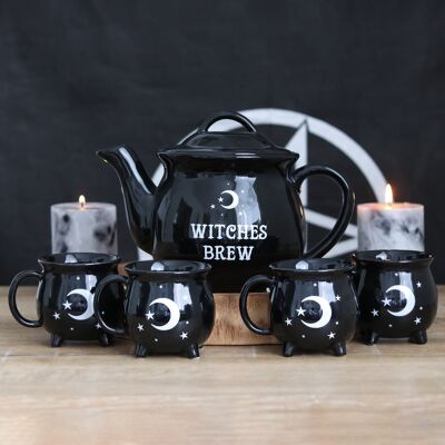 Witches Brew Ceramic Cauldron Tea Set