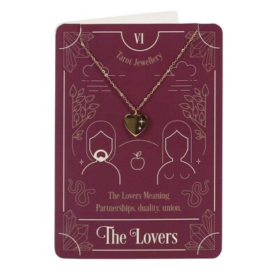 Le collier de tarot des amoureux sur carte de vœux