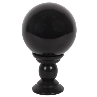 Gran bola de cristal negro en soporte