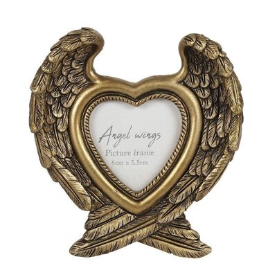 Cornice per foto con ala d'angelo in oro antico