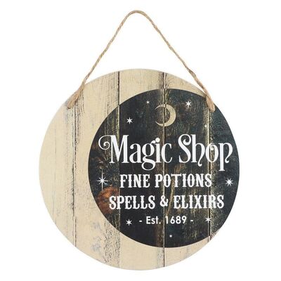 Insegna rotonda da appendere in MDF Magic Shop