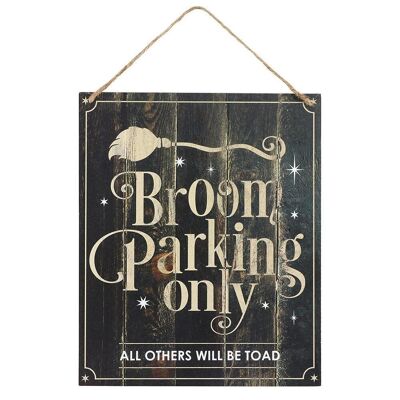 Broom Parking Only Hängendes MDF-Schild