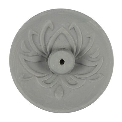 Plaque d'encens en terre cuite Lotus gris