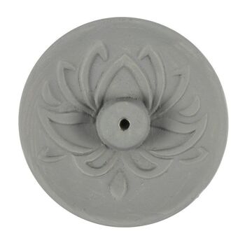 Plaque d'encens en terre cuite Lotus gris