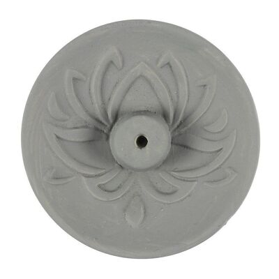 Grey Lotus Terracotta Incense Plate