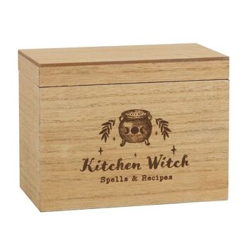 Boîte à recettes en bois Kitchen Witch 1