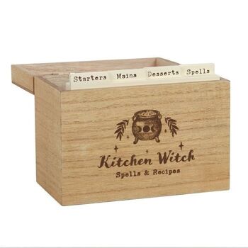 Boîte à recettes en bois Kitchen Witch 2