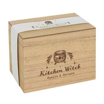 Boîte à recettes en bois Kitchen Witch 5