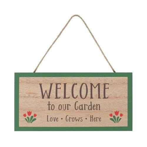 Welcome To Our Garden Hanging Sign