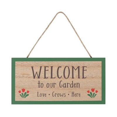 Benvenuti nel nostro cartello da appendere al giardino