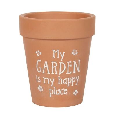 My Garden Is My Happy Place Blumentopf aus Terrakotta