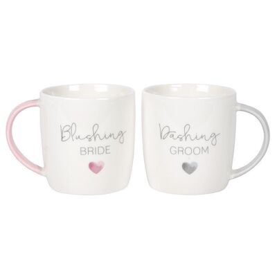 Ensemble de tasses en céramique Blushing Bride Dashing Groom