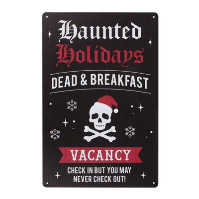 Cartel de metal de vacaciones embrujadas
