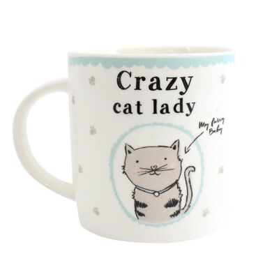 Verrückte Katzendame verpackte Tasse