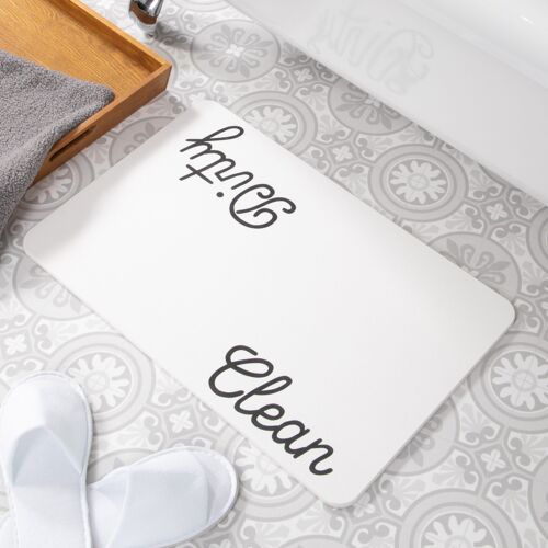 Clean, Dirty White Stone Non Slip Bath Mat