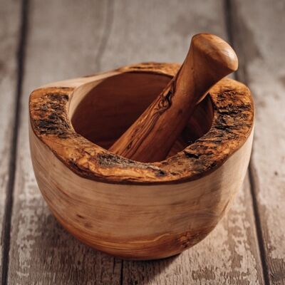 Rustic Olive Wood Mortar and Pestle - Wood Herb Grinder - Beautifully Handcrafted /completely unique - Housewarming Gift - Appleyard & Crowe