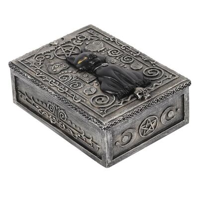 Caja de almacenamiento de resina de gato negro gótico