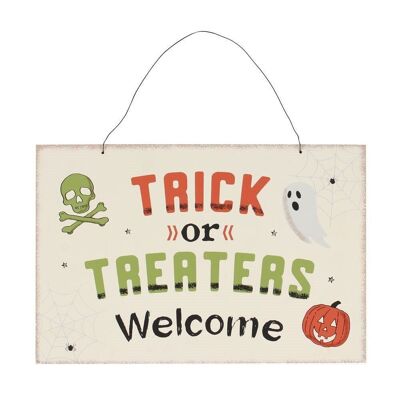 Trick or Treaters Bienvenue Panneau suspendu