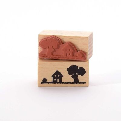 Motif stamp title: house and tree