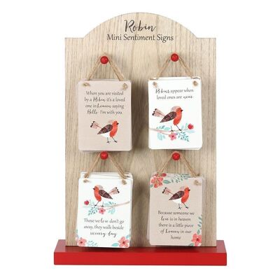 Winter Robin Mini Sentiment MDF Sign Display of 24 pieces