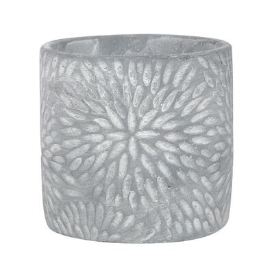 Pot de fleurs texturé gris