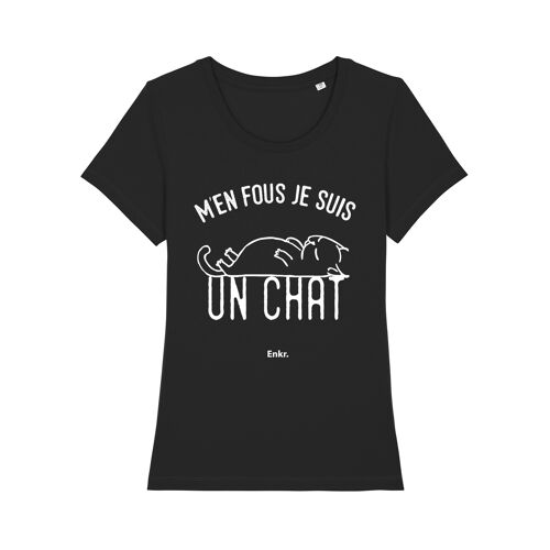 TSHIRT NOIR M'EN FOUS JE SUIS UN CHAT femme