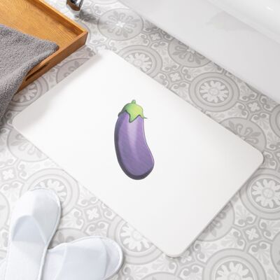 Eggplant White Stone Non Slip Bath Mat
