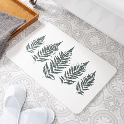 Fern Leaf White Stone Non Slip Bath Mat