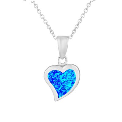 Collana con cuore in opale blu assolutamente sbalorditiva
