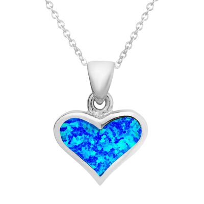 Beautiful Blue Opal Heart Necklace