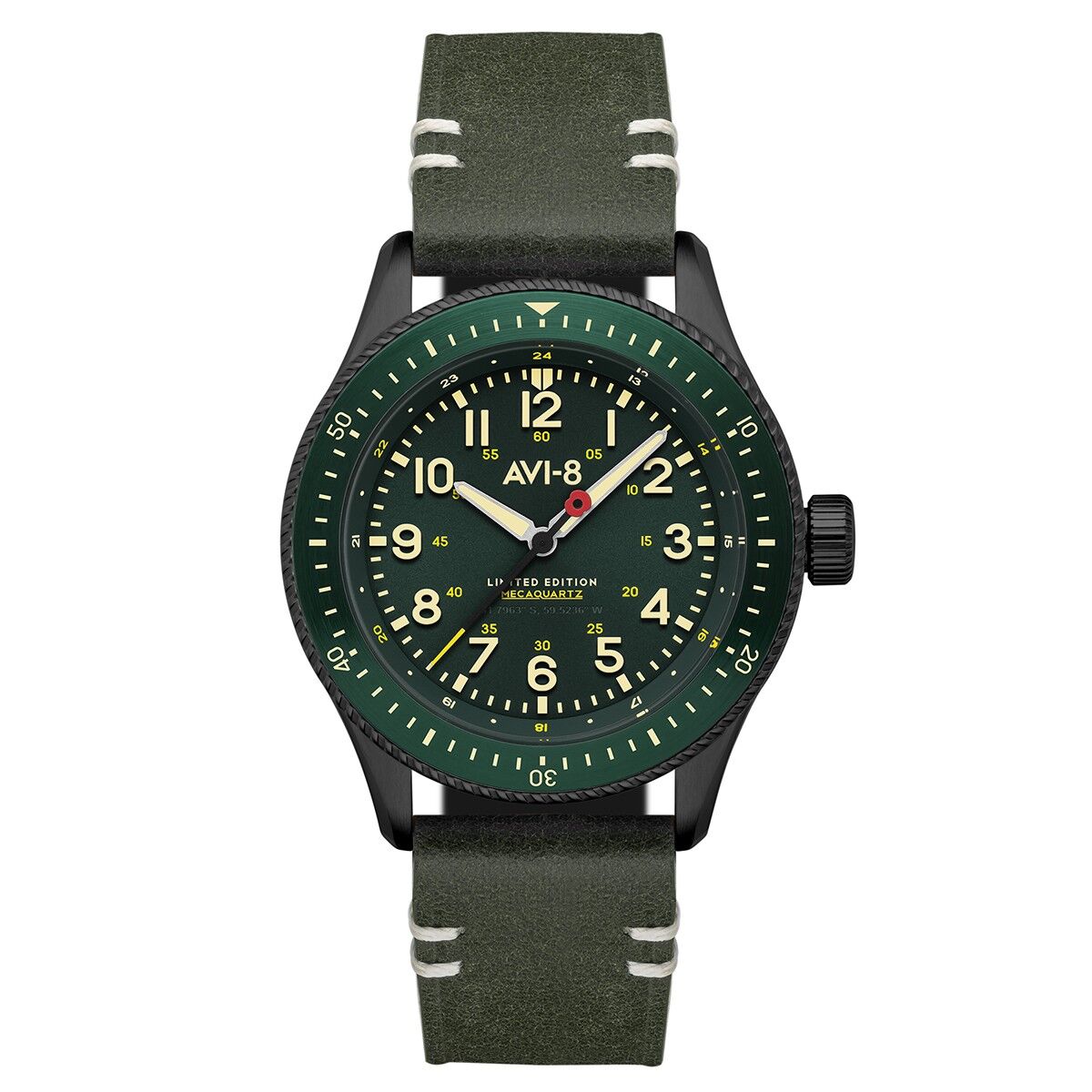 AV-4099-RBL-06 - Orologio da uomo AVI-8 al quarzo meca - Cinturino in pelle - 3 lancette