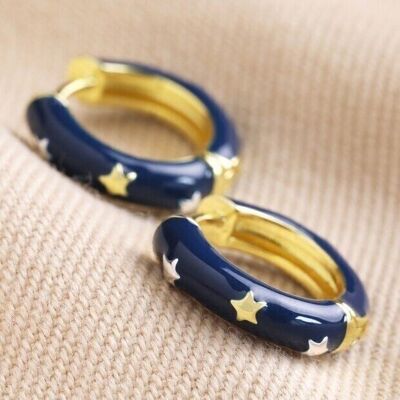 Starry Navy Emaille Creolen